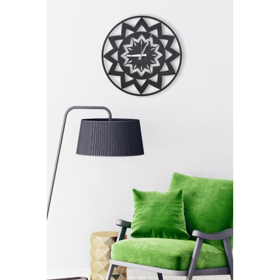 Çiçek Desenli Dekoratif Mdf Duvar Saati