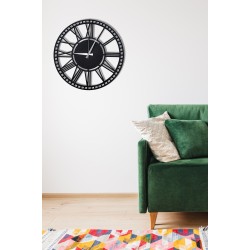 Dekoratif Mdf Duvar Saati Siyah Büyük Boy 48 x 48 cm