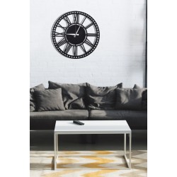 Dekoratif Mdf Duvar Saati Siyah Büyük Boy 48 x 48 cm