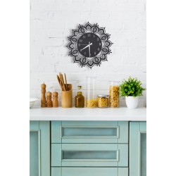 Çiçek Motif Dekoratif Mdf Duvar Saati
