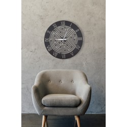 Dekoratif Mdf Duvar Saati,Stil Siyah Boy 48 X 48 Cm