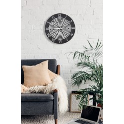 Dekoratif Mdf Duvar Saati,Stil Siyah Boy 48 X 48 Cm