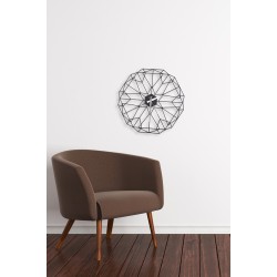 Geometrik Çizgili Mdf Duvar Saati Stil Siyah  Ölçüler 48x48 cm