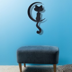 Düşünen Kedi Metal Tablo